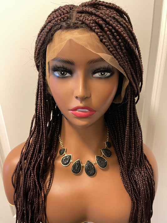 Full Lace Box Braid Wig Dark Brown