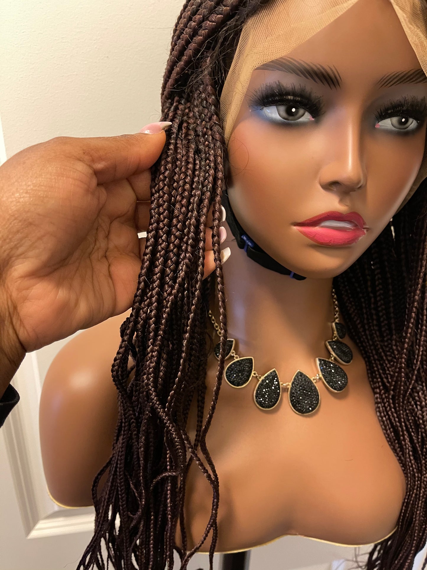 Full Lace Box Braid Wig Dark Brown