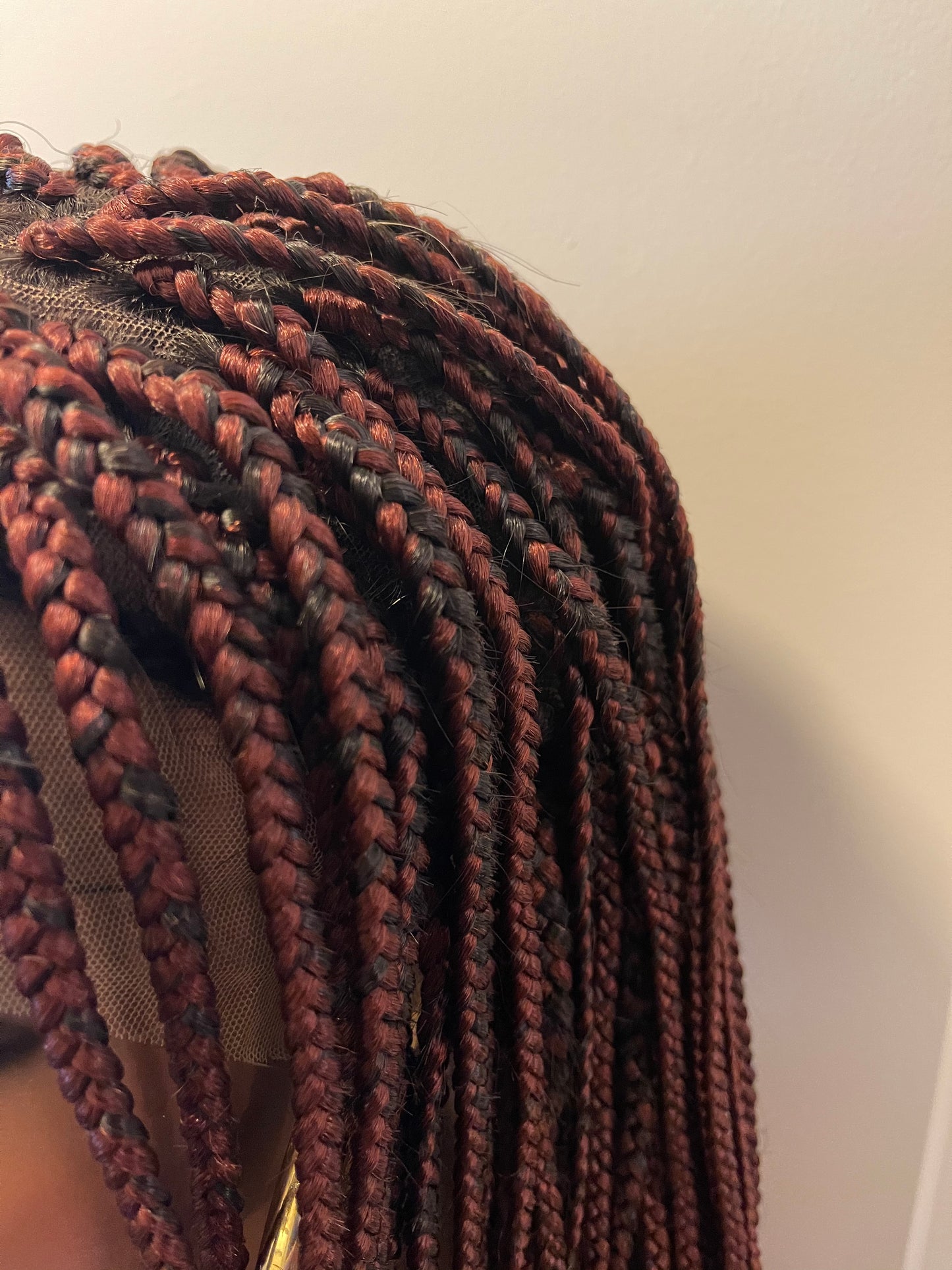 Full Lace Box Braid Wig Reddish Brown