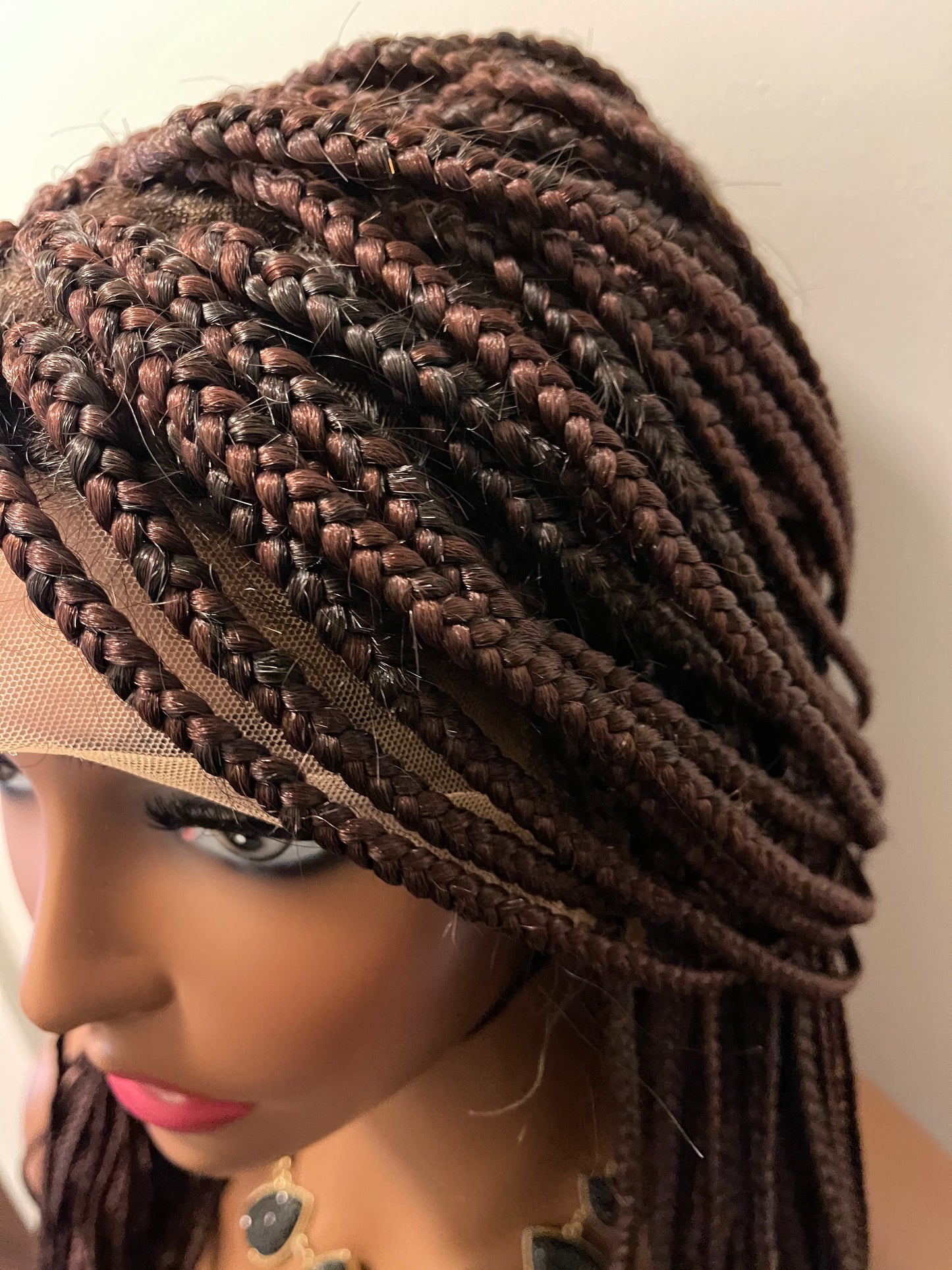 Full Lace Box Braid Wig Dark Brown
