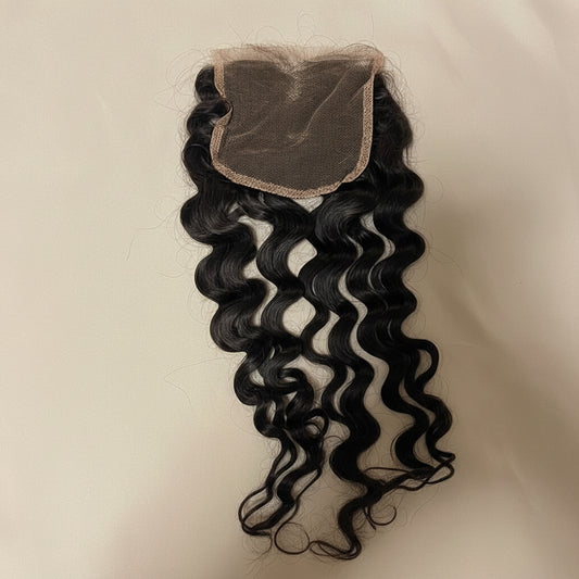 4x4 Virgin Brazilian Deep Wave HD Lace Closure